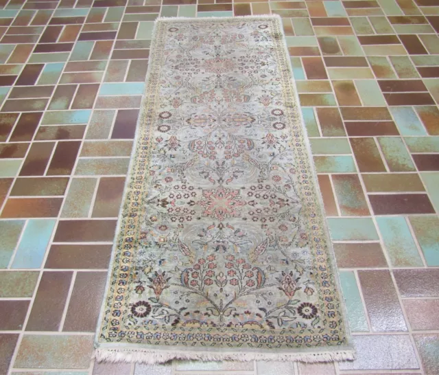 Alter Handgeknüpft Perser Orient Teppich Kaschmir Ghom Seide Carpet Rug 187x66cm 3