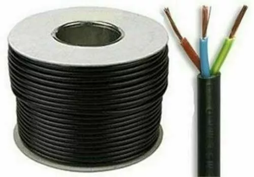 Black 3 Core Flex 3183Y 0.5mm 0.75mm 1.0mm 1.5mm 2.5mm Mains Wire Cable Electric