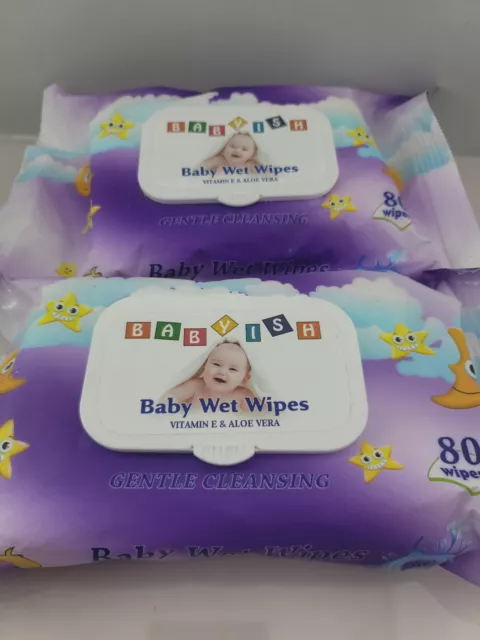 Lot of 2: Babyish Baby Wet Wipes Vitamin E & Aloe Vera 80 Wipes