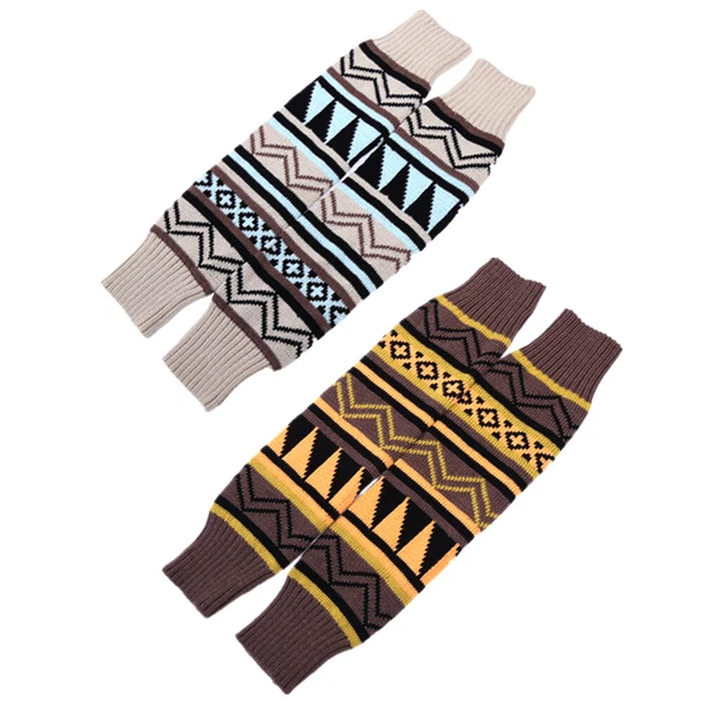 2 Pairs Bas En Tricot Torsadé Dames Leggings Chaussettes Rembourrées Bohême