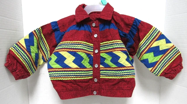 Seminole Native American Red Wind Patchwork Jacket Toddler Infant Handmade Small