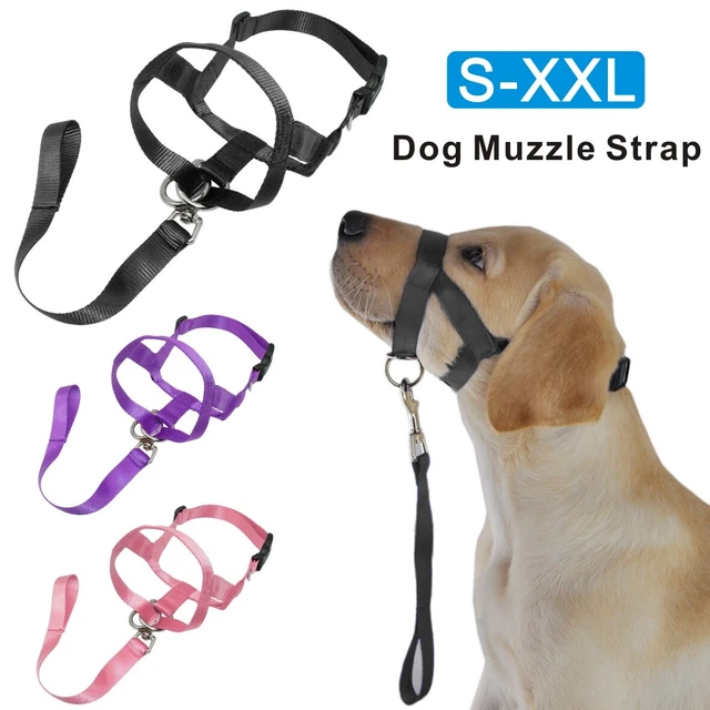 Black Dog Muzzle Head Collar With Adjustable Straps For Pet Dogs Anti-biting UK
