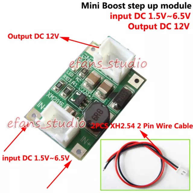 1A DC Boost Step Up Converter DC 1.5V-6.5V 3.3V 5V 6V to 12V Power Supply Module