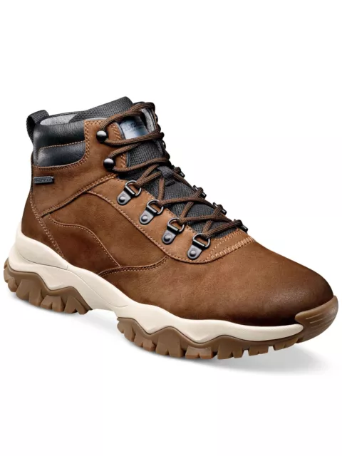FLORSHEIM Mens Brown Xplor Alpine Toe Block Heel Leather Boots Shoes 11.5 M
