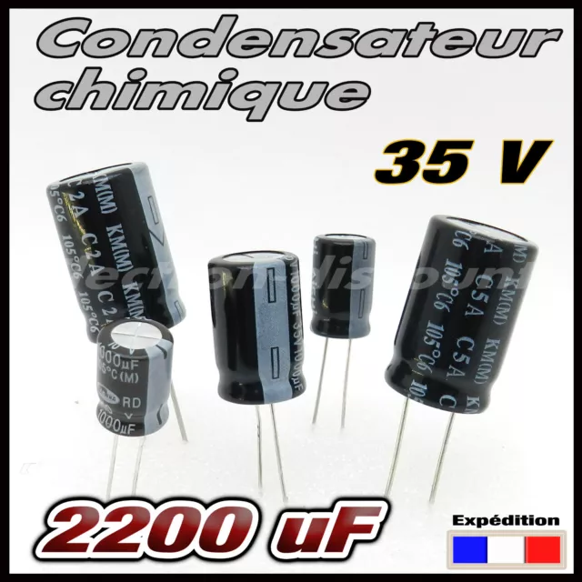 35/2200# 1 à 10 pcs Condensateur chimique 2200µF 35v  105°  - capacitor 2200uf