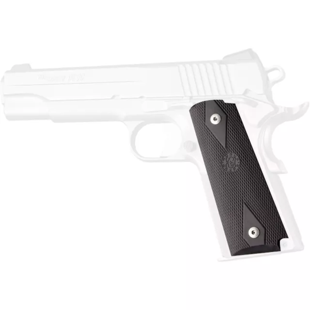 Hogue 1911 Govt. Model Checkered Over Molded Rubber Grip Panels - Black