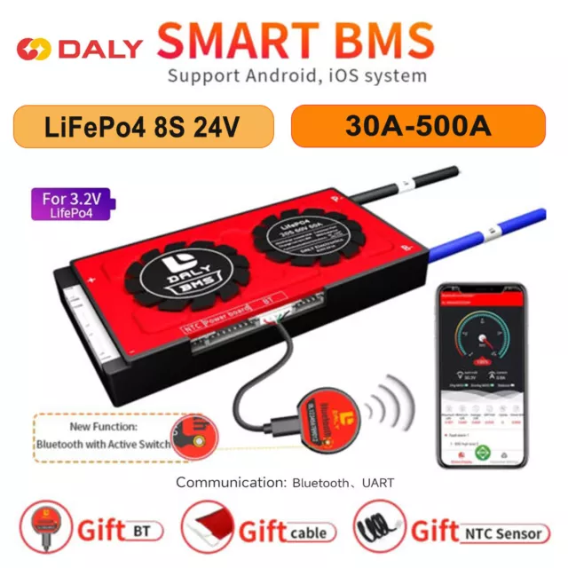 Daly Smart BMS Lifepo4 8S 24V 30A-500A Common Port with Balance w/Bluetooth  lot