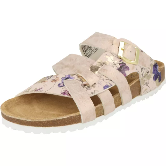 Supersoft 274-686 Mules Femmes Sandales Semelle Intérieure Cuir Rose Fleur Neuf
