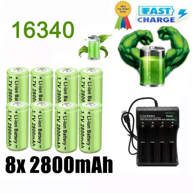 CR123 Akku 2800mah 3.7v li-ion 16340 cr123a li-ion accu batterien + ladegerät