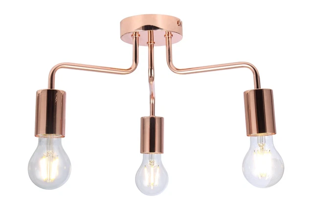3 Way Ceiling Light Fitting Dimmable Vintage Retro Semi Flush Mount Kitchen Lamp