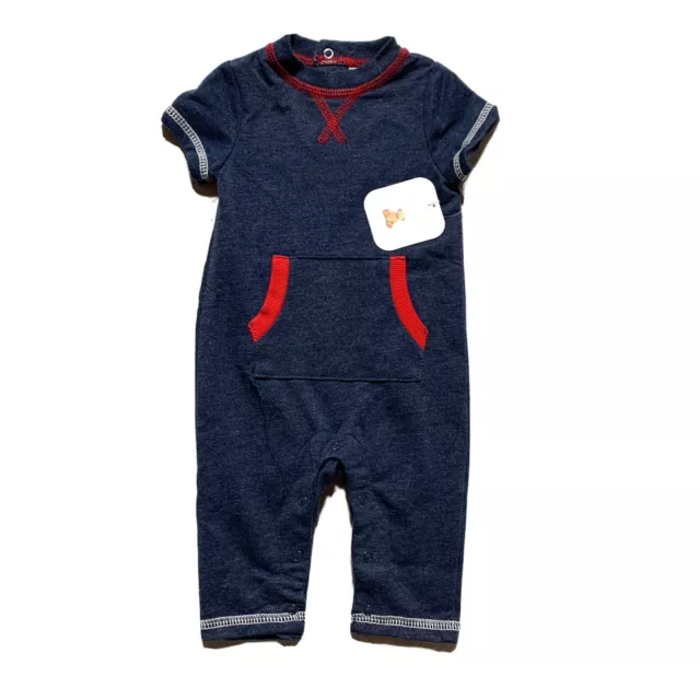 Rene Rofe Baby Boys One Piece Romper Size 0-3 Months Short Sleeve Navy Blue NWT