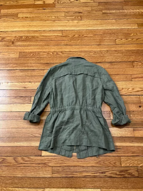 INC International Concepts Linen Utility Jacket Army Green Women's Size Small 3