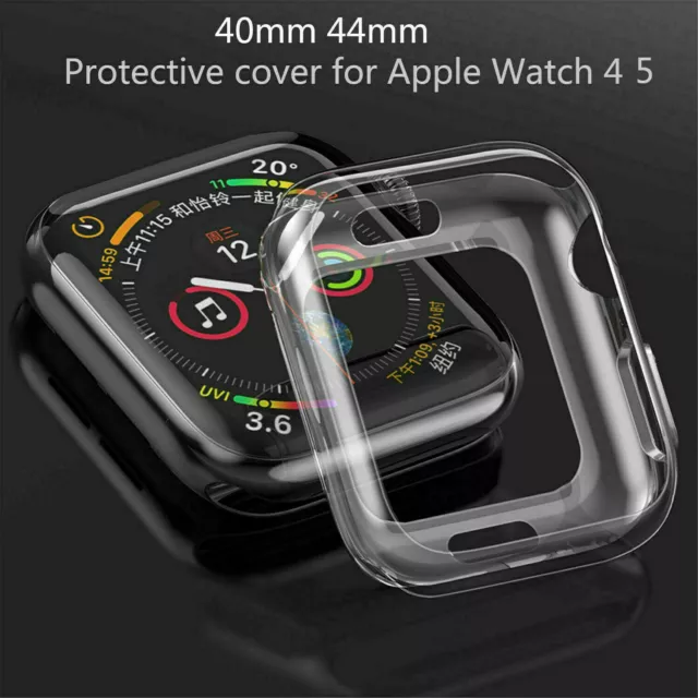 Silicone TPU Bumper Frame Protective Case Cover For Apple Watch 4 5 6 Clear AA