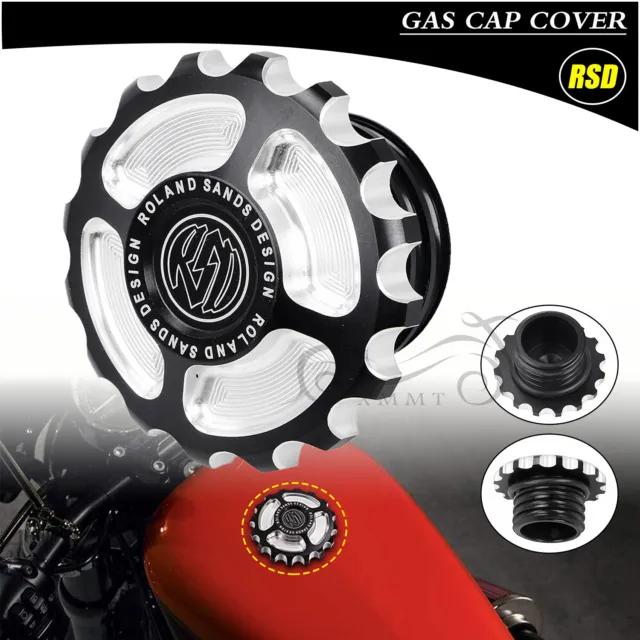 Black Fuel Tank Gas Cap Cover RSD For Harley Dyna Low Rider Sportster 883 XL883