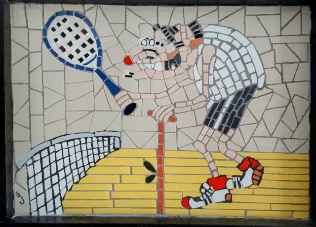 Obra De Mosaico  Viejo Jugador De Padel