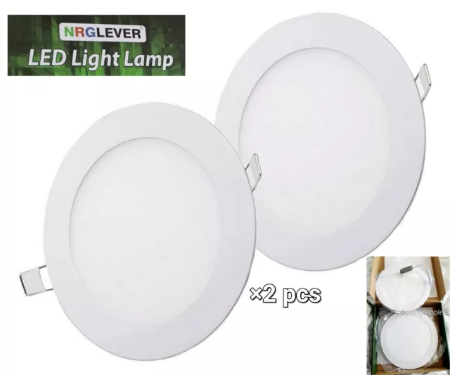 × 2 Stck. NRGLEVER LED 18W Runde Einbau Deckenpaneel Licht 225 cm Slim-Warmweiß