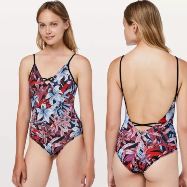 Lululemon Shoreline One Piece Floral Esca Workout Athletic Swim Swimsuit! NWOT