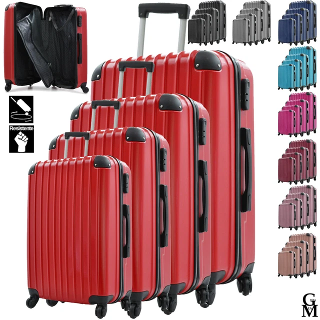 Set di 4 Valigie Trolley rigide viaggio Piccola Medio Grande VALIGIA 4 RUOTE ABS