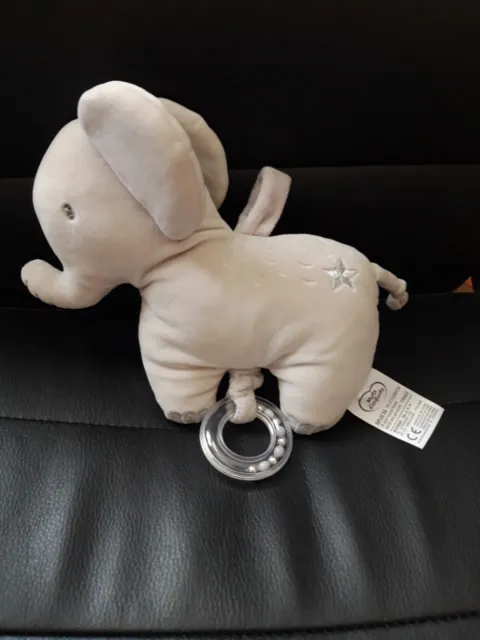 Doudou éléphant gris  musical  MOTS D'ENFANTS