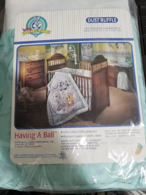 Baby Looney Tunes  Crib dust Ruffle ONLY Having a ball