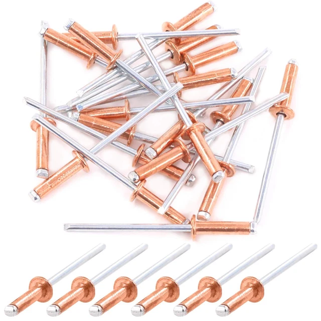 50Pcs M3.2x12 Red Copper Blind Rivets Pop Rivets Set for Sheet Metal,
