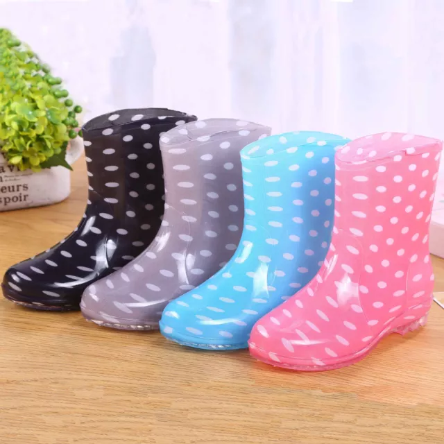 Womens Detachable Cotton Rain Boots Waterproof Rain Wellies Outdoor Gumboots