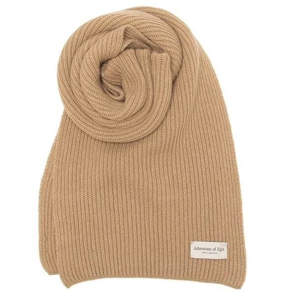 JOHNSTONS OF ELGIN Muffler Stole Fringe Check Cashmere Black