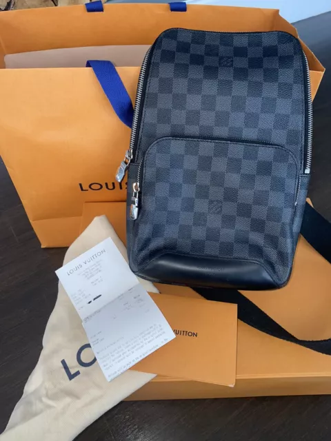 Louis Vuitton Graphite Avenue Sling Bag Gray Yellow N42424 Free