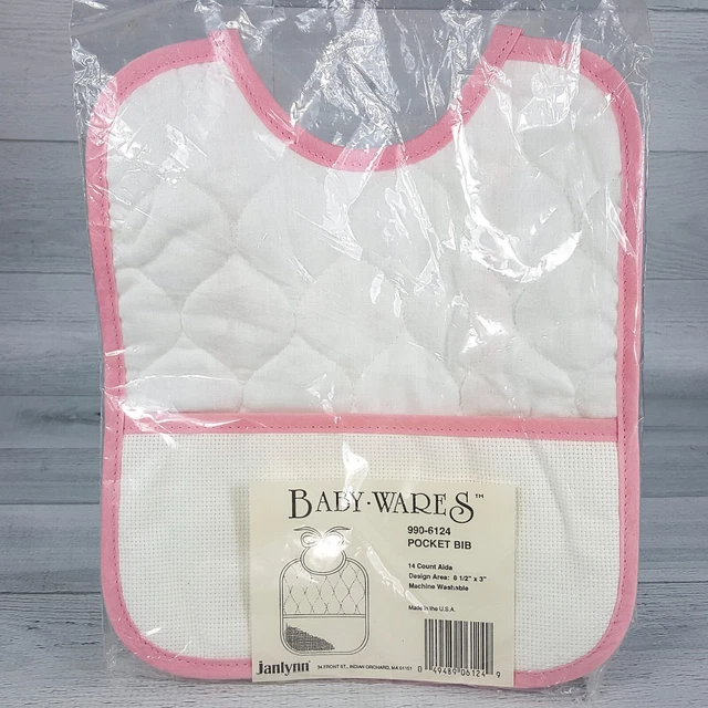 Pechera de bolsillo vintage Janlynn 12 unidades Aida puntada cruz artículos para bebé niña NUEVA EE. UU.