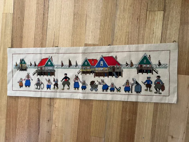 Vintage Cross Stitch Wall Hanging - 105 x 32 Cm