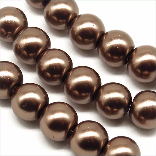 Lot de 30 Perles Rondes Nacrées en Verre 8mm Marron