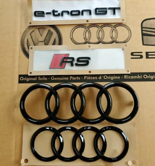Original Audi e-tron GT RS Black Audi Rings & Black Edition Badge Emblem Sticker