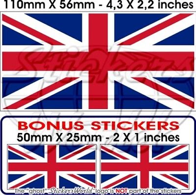 British Union Jack Bandiera Uk Regno Unito 110mm (4,3") Bonus Adesivo Decalcomania x1+2
