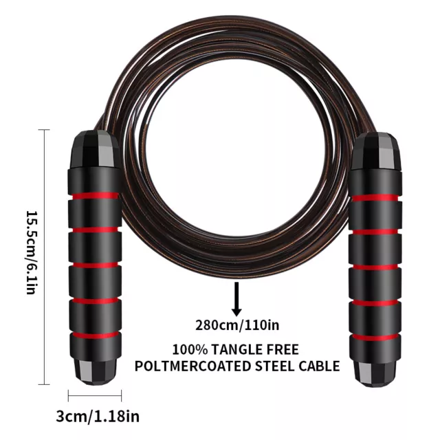 Adjustable Adult Skipping Rope Gym Fitness Boxing Speed Exercise Jump Workout UK 3