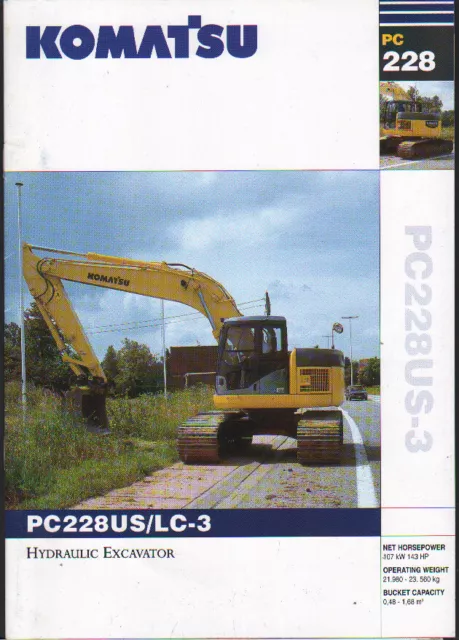 Komatsu "PC228" Hydraulic Crawler Excavator Brochure Leaflet