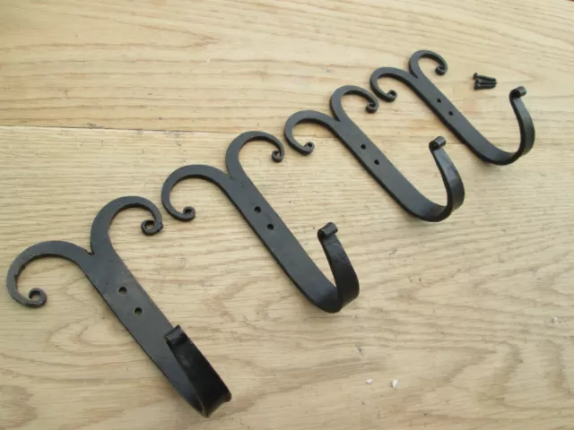 4 X Hand Forged Wrought Iron Old English Gothic Kitchen Hanging Hooks