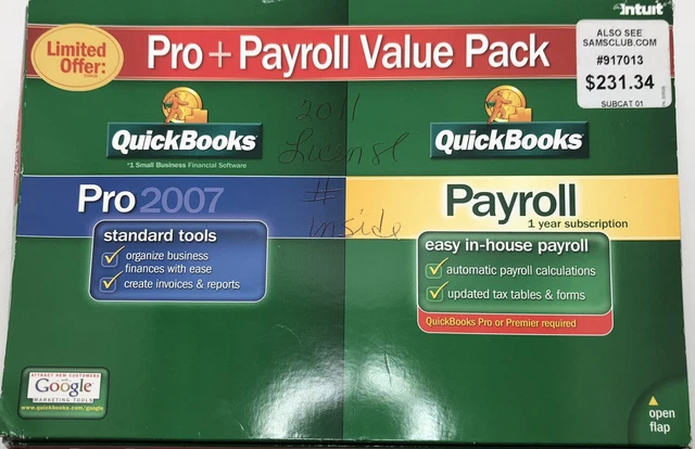 Intuit Quick Books Small Business Pro 2007 Enhanced Payroll Computer Software Intuit Quick Books Small Business Pro 2007 Enhanced Payroll Computer Software