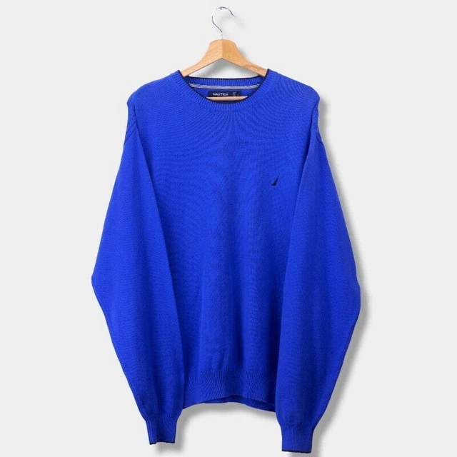 Vintage Nautica Pullover Maglione Maglione Blu Uomo L Grande anni '90