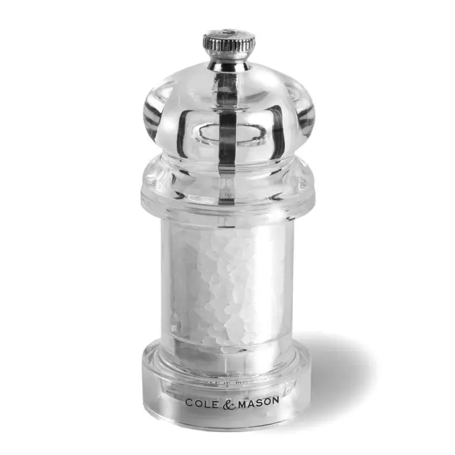 Cole & Mason klassische kleine Acrylglas Salzmühle 10.5 cm Streuer