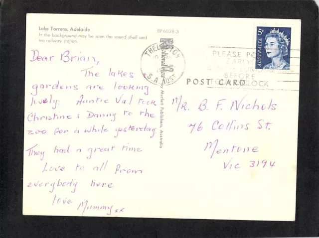 B0775 Australia SA Adelaide River Torrens Paddle Boats pu1968 vintage postcard 2