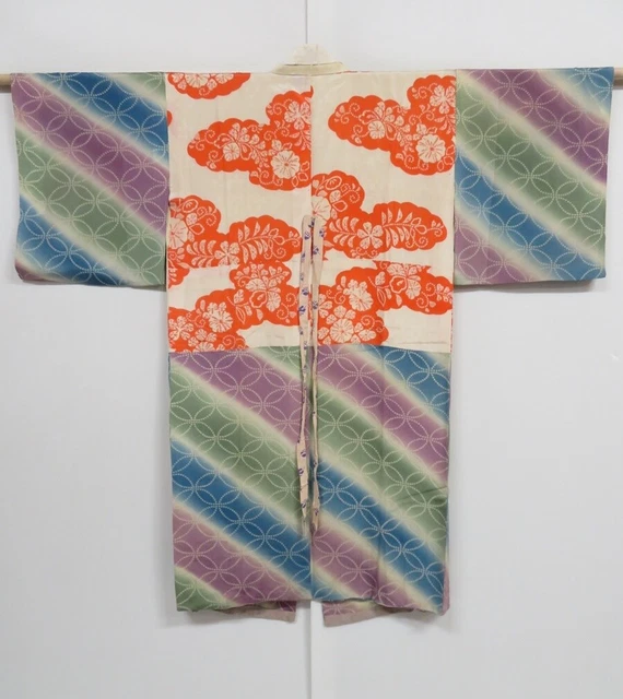 0829i06z460 Vintage Japanese Kimono Silk JUBAN  Shippo