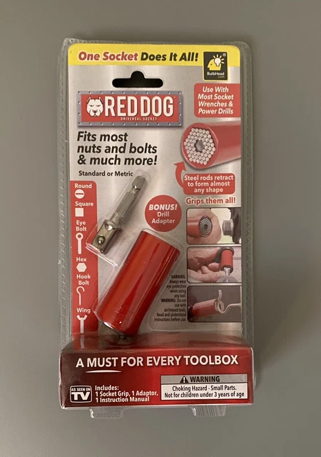Red Dog Socket As-Seen-On-TV w/ Bonus Drill Adapter BRAND NEW