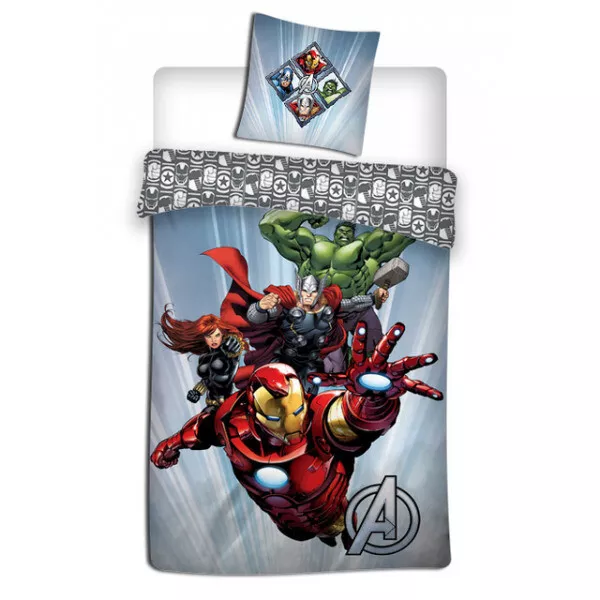 copripiumino singolo Avengers con federa cuscino supereroi letto 140x200 Bambino