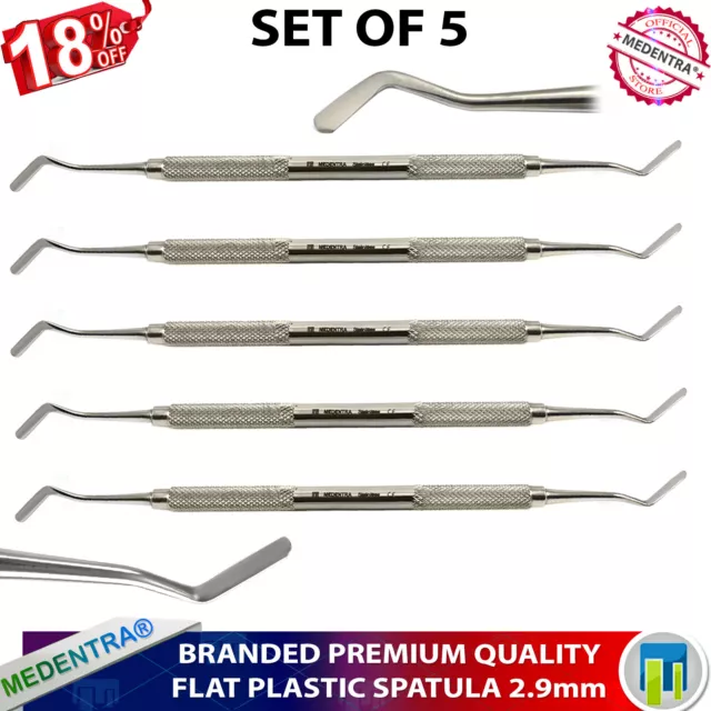 Amalgam Flat Plastic Instruments 2.9 mm Set of 5 Dental Lab Double Ended Spatula