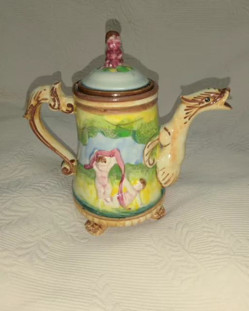 Morikin Ware Teapot - - Occupied Japan Muses Dragon Footed
