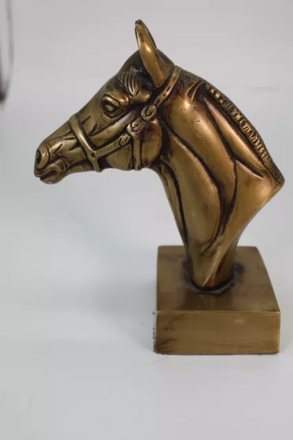 Horse Head Table Top Horse Bookend Aluminium Sculpture (Brass Antique Finish)