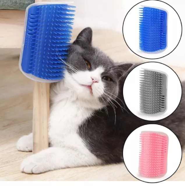 Cat Self-Groomer & Face Scratcher -Wall Corner Massage Comb, Grooming Brush Tool