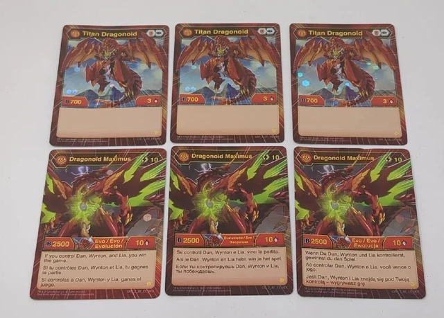 Bakugan Dragonoid Maximus Titan Dragonoid Complete Set of 6 Hex Foil Cards VTG