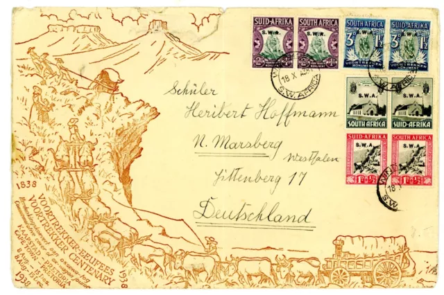 South West Africa B1-B4 Pairs On Large Illustrated 1938 Cover To Germany Scarce