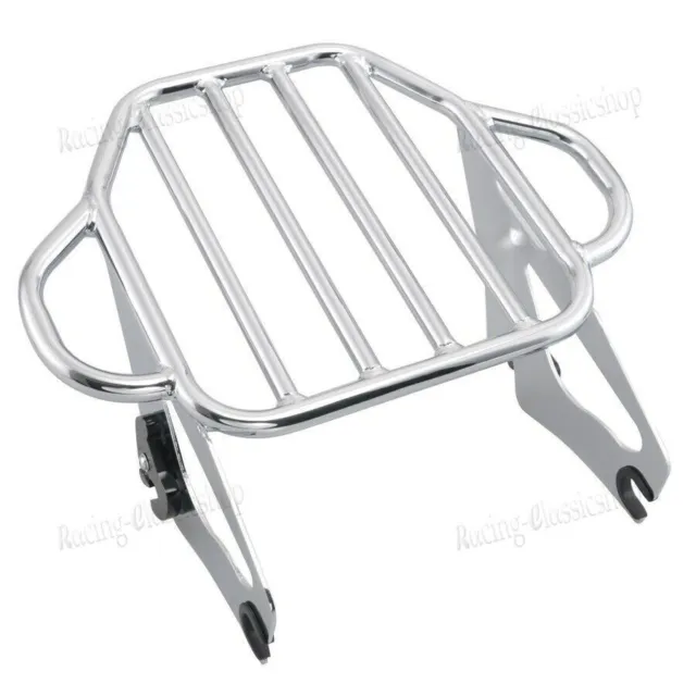 Size Detachable Two-Up Style Luggage Rack Fit For 09+ Harley Touring FLHR FLHX